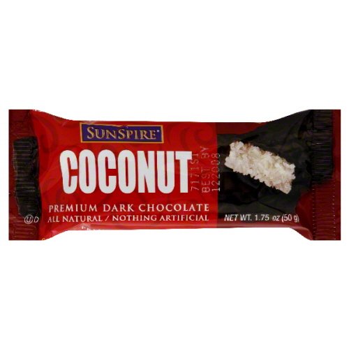 SunSpire Coconut Dark Chocolate Bar, 1.75 Ounce Bars (Pack of 48)