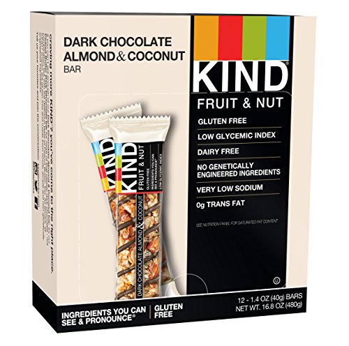 KIND Fruit and Nut Bars,  Dark Chocolate Almond Coconut, 1.4 Ounce, 12 Count