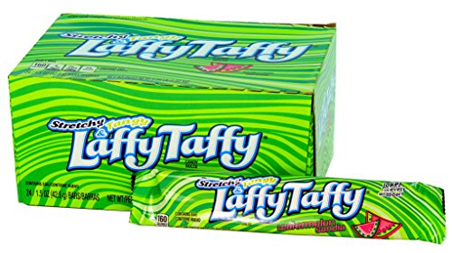 Wonka Laffy Taffy Watermelon Sandia Stretch & Tangy Candy Dulce: 18 Bars of 1.5 Oz