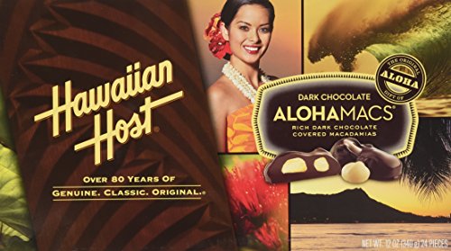 Hawaiian Host Alohamacs Dark Chocolate Macadamia Nuts 12oz Box, 24 Pieces