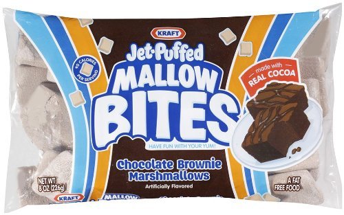 Kraft, Jet-Puffed, Mallow Bites, Chocolate Brownie Marshmallows, 8oz Bag (Pack of 4)