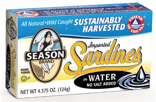 Season No Salt Added Sardines in Water, 4.375 Ounce (Pack of 12)
