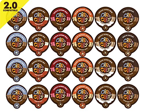 Crazy Cups Coffee Chocolate Lovers Single Serve Cups Variety Pack Sampler for the K Cup Brewer, 24 count