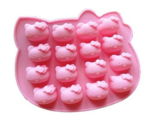 Hual@ 16 Cavity Hello Kitty Biscuit Cake Pan Silicone Cake Baking Mold Ice Cube Lattice Tray Chocolate DIY Handmade Soap Moulds