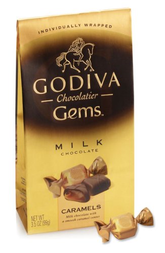 Godiva Gems Milk Chocolate Caramels , 12 Count (Pack of 6)