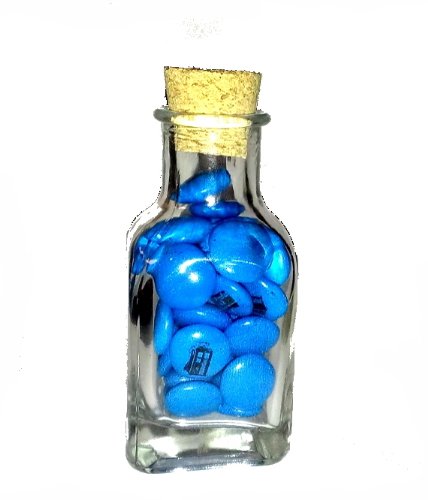 Dr. Who Glass Bottle with Tardis Chocolate Mint Candies