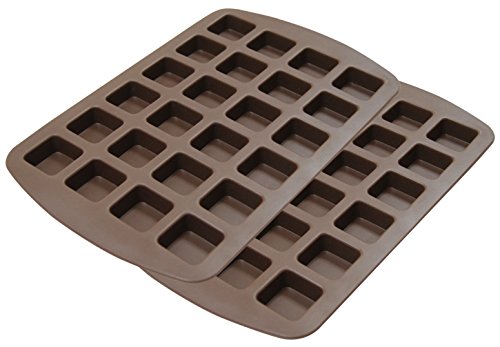 Ozera Silicone Chocolate Candy Mold, Cake Baking Mold Muffin Cups, 24-Cavity, Set of 2, Brown