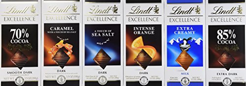 Lindt Excellence Chocolate Bar Assortment Pack, 6 Count