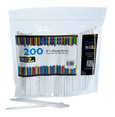 LolliZ Sturdy Fun Food Safe 6″ Lollipop Sticks Count of 200 in Resealable Bag