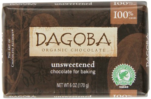 Dagoba Organic Unsweetened Baking Chocolate Bar (100% Cacao), 6-Ounce Bars (Pack of 5)