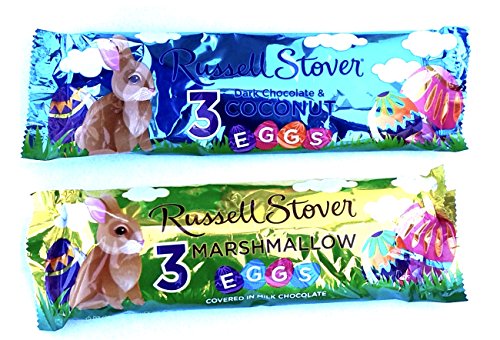 Russell Stover Marshmallow Egg Covered in Milk Chocolate and Coconut Dark Chocolate Eggs