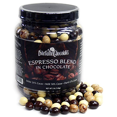Chocolate Espresso Bean Blend – White, Milk & Dark Chocolate – 3lb Jar – by Dilettante