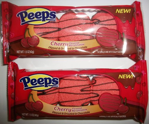 Peeps Cherry Flavored Marshmallow Dipped & Drizzled in Chocolate 2pk (1.5 Oz Ea)