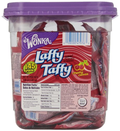 Wonka Laffy Taffy Jar, Cherry, 145-Count