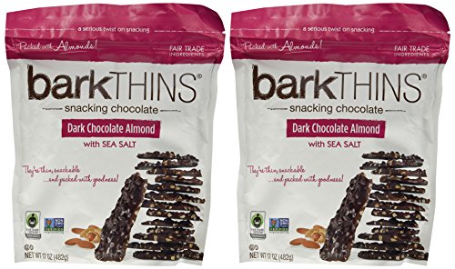 Bark Thins Snacking Dark Chocolate ALMOND with Sea Salt 17 Oz. (Pack of 2)