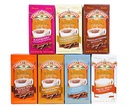 Land O’Lakes Cocoa Classics Premium Decadent Hot Chocolate Mix Variety Pack (7 Different Varieties)