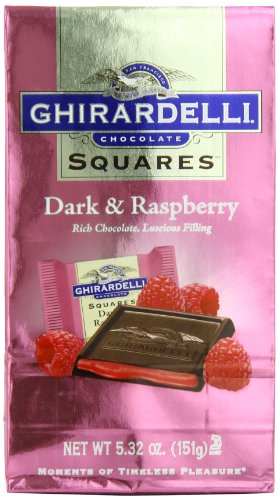 Ghirardelli Chocolate Squares, Dark & Raspberry Filled, 5.32-Ounce Packages (Pack of 6)