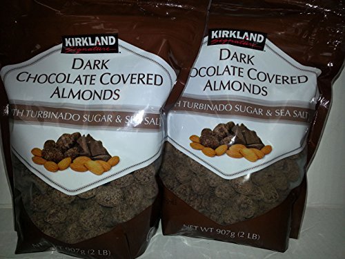 Kirkland Signature Dark Chocolate Covered Almonds with Turbinado Sugar and Sea Salt (2 – 32 Ounce Bags)