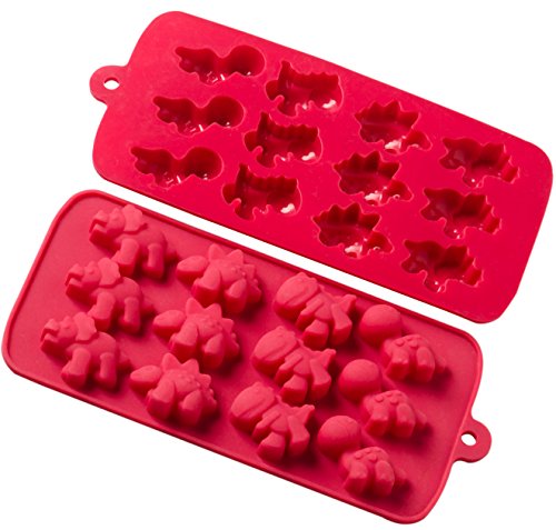 StarPack Premium Silicone Dinosaur Candy Molds (2 Pack) + Bonus 101 Cooking Tips