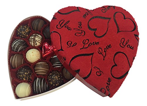 Happy Mothers Day, Gourmet Chocolate Truffle Assortment, Includes Heart-Shaped Velvet Gift Box, 18 Pcs, By Benevelo Gifts