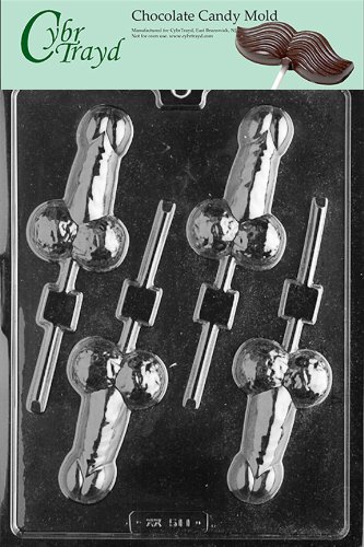 Cybrtrayd XX511 Medium Pecker Pop Chocolate Candy Mold with Exclusive Cybrtrayd Copyrighted Chocolate Molding Instructions