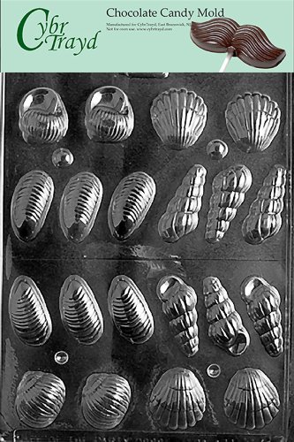 Cybrtrayd N017 3D Shells Chocolate Candy Mold with Exclusive Cybrtrayd Copyrighted Chocolate Molding Instructions